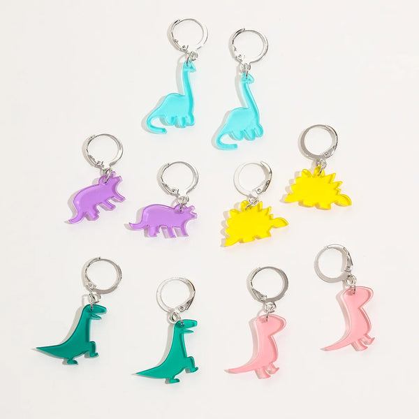 Boucles d’Oreilles Dinosaure Colorées