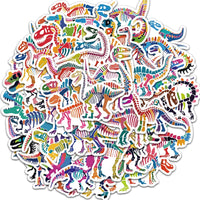 Set de 50 Autocollants Dinosaures Squelettes Colorés
