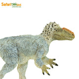 Modèle Yutyrannus huali posé sur surface plane, vue d'ensemble de la silhouette complète