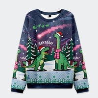 Pull de Noël Dinosaure Santaaa
